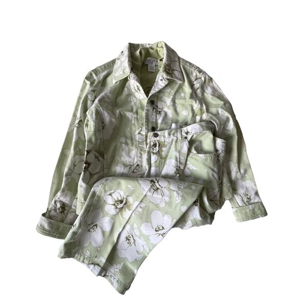 Jones Wear Sport 3 Piece Set Jacket Pants Top Floral Denim Mint Green L/14 EUC - Picture 12 of 12